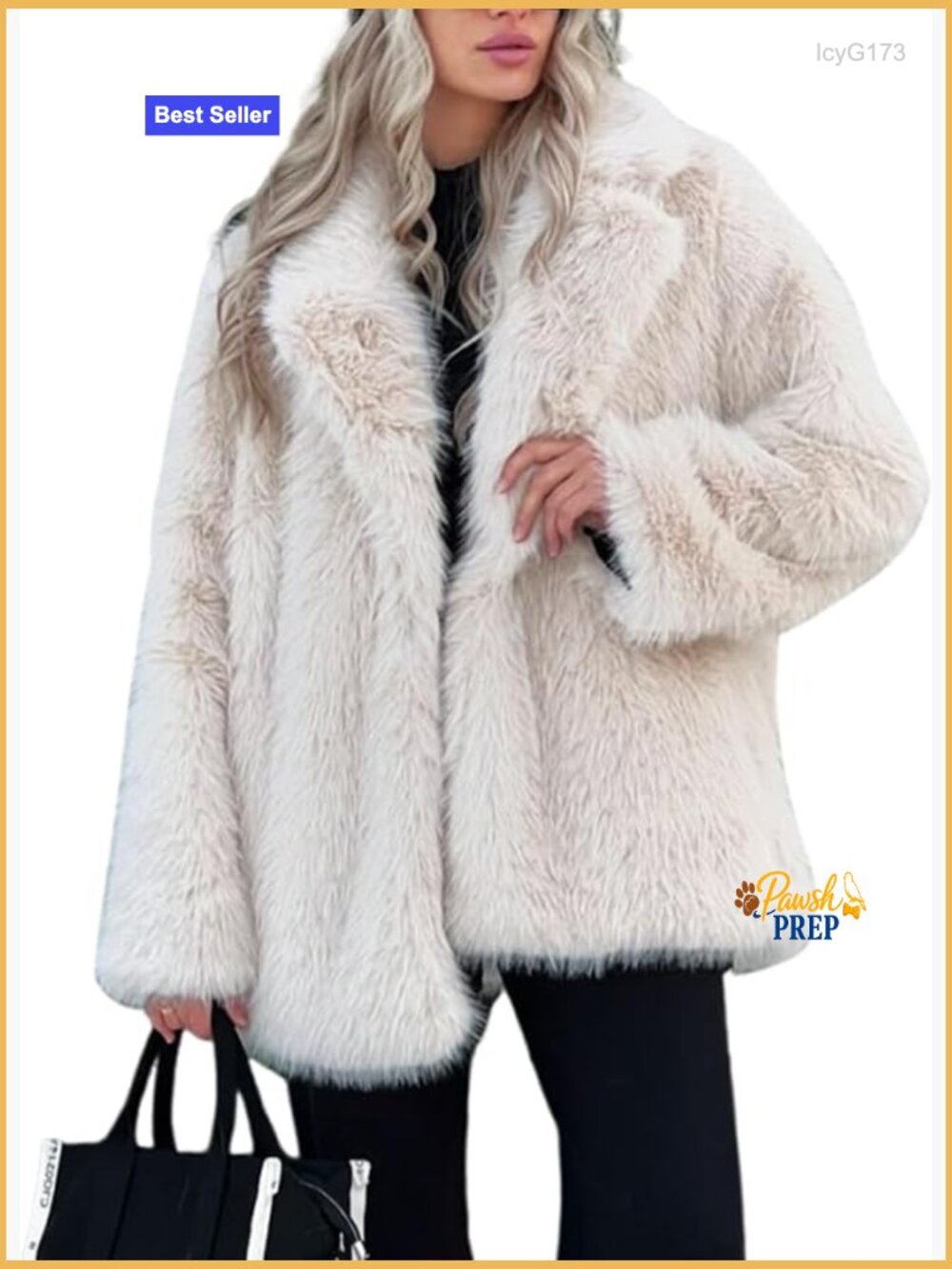 Faux Fur Coat Long Sleeve Fluffy Jacket Open Front Winter Warm Lapel Shaggy